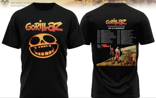 Gorillaz The Mountain Tour 2026 North America T-Shirt