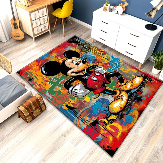Discover Mickey Mouse Rug, Pop Art Cartoon Carpet, Nursery Decor