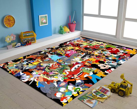Discover Cartoon Character Kids Room Rug, Movie Decor, Mix Rug