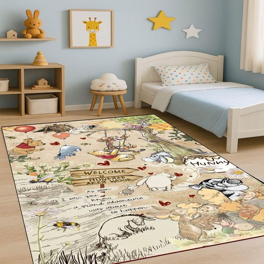 Discover Winnie the Pooh Kids Rug: Hundred Acre Wood Nursery Decor