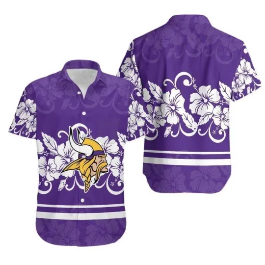Minnesota Vikings Hibiscus Wave Hawaiian, Gift For Friends