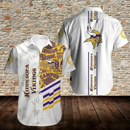 Minnesota Vikings Campus Champion Hawaiian, Gift For Friends