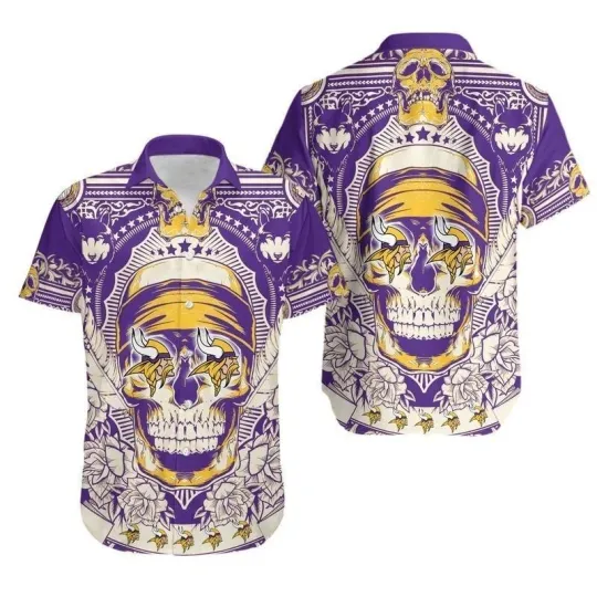 Minnesota Vikings Skull Spirit Hawaiian, Gift For Friends