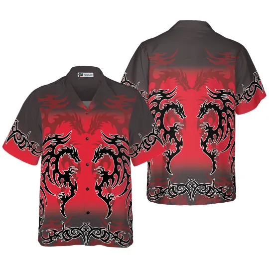 Discover Red Tribal Dragon Hawaiian Shirt, Unisex Adults