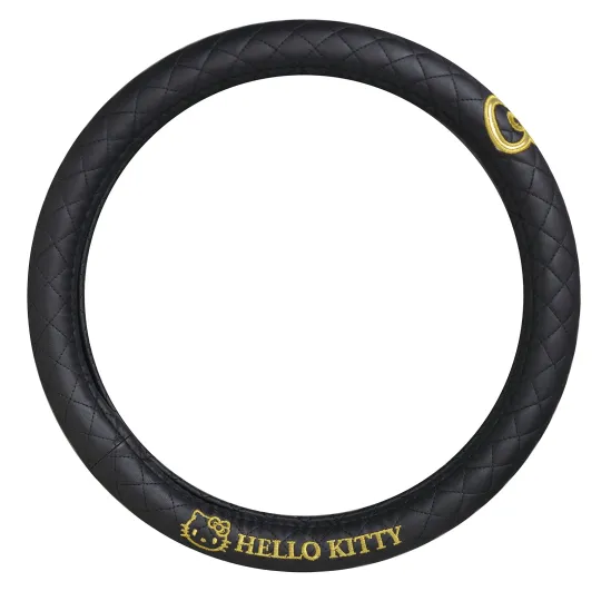 Discover SEIWA Car Steering Wheel Cover Black & Gold Hello Kitty