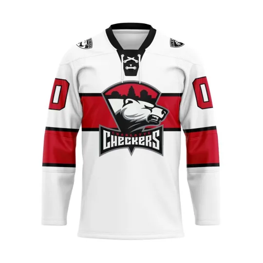 Discover Charlotte Checkers Personalized 2025/26 White  Hockey Shirt Fan Gear