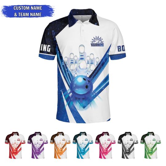 Discover Personalized Bowling Polo Shirts 3D, Custom Bowling Polo Shirt, Bowling Shirts for Team, Gift for Bowling Lover, Custom Name & Team Shirt