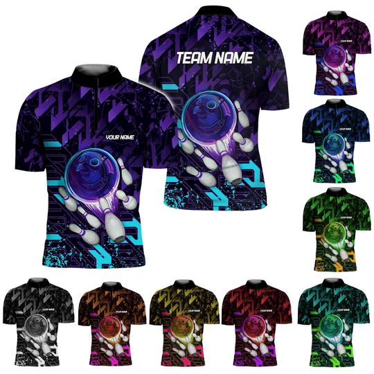 Discover Personalized Trendy Bowling Jersey Shirt 3D, Custom Name Bowling, Matching Bowling Team Shirt, Bowling Lover Gift, Bowling Players Shirts