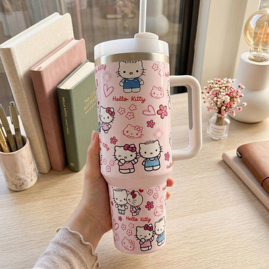 Discover Hello Kitty Tumbler 40Oz, Hello Kitty Tumbler, Hello Kitty Tumbler, Cartoon Coffee Tumbler, Disney Insulated Cup