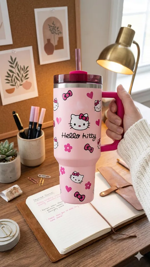 Discover Hello Kitty Tumbler 40Oz, Hello Kitty Tumbler, Hello Kitty Tumbler, Cartoon Coffee Tumbler, Disney Insulated Cup