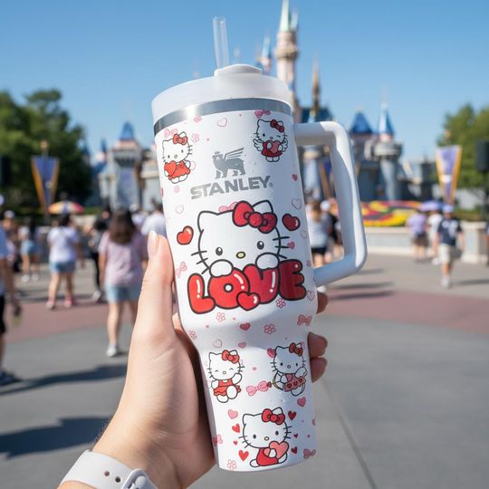 Discover Cartoon Hello Cat 40oz Tumbler with Handle, Cat Lover Gift