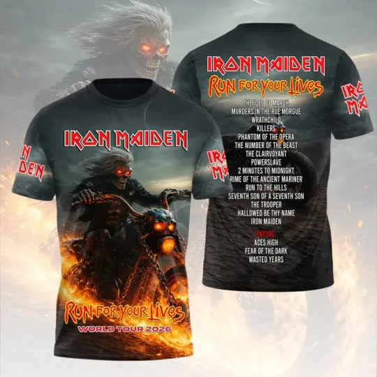 Discover Iron 1Maiden 2026 World Tour 3D Printed T-Shirt