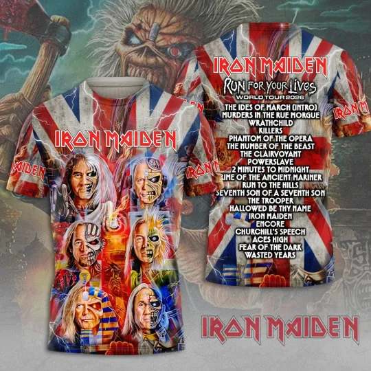 Discover 1Iron Maiden 2026 World Tour 3D Printed T-Shirt