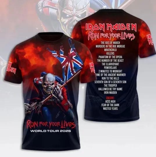 Discover 1Iron Maiden 2026 World Tour 3D Printed T-Shirt