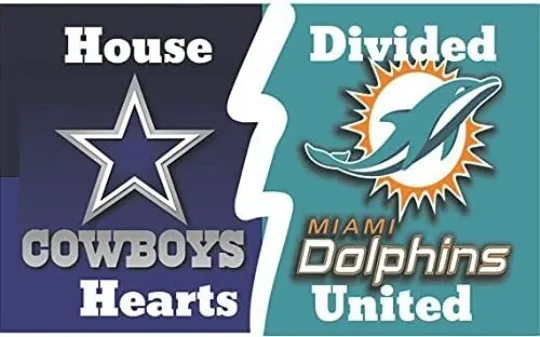 Discover Dallas Cowboys Miami Dolphins House Divided Flag