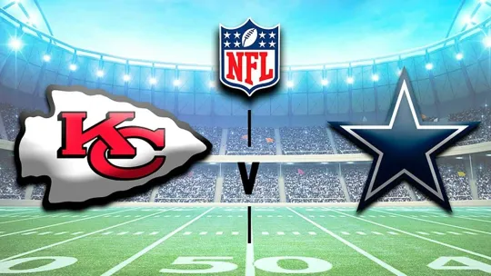 Discover Kansas City Chiefs vs Dallas Cowboys House Divided Football Flag