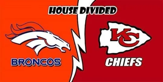 Discover Kansas City Chiefs vs Denver Broncos House Divided Flag Football Banner