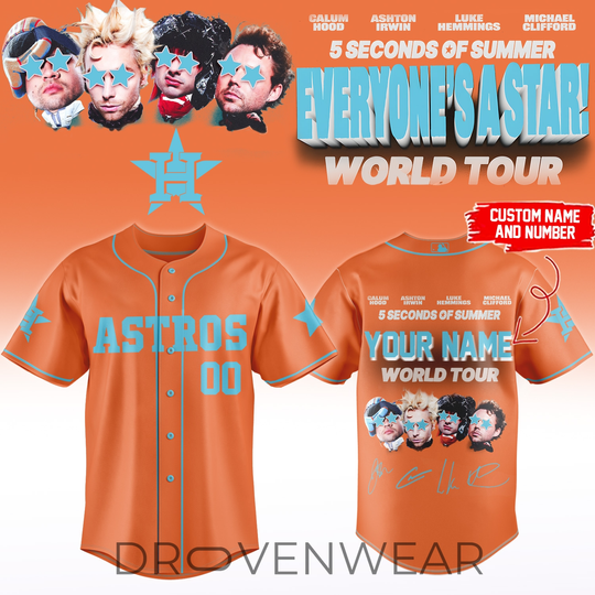 Houston Astros  x 5 Seconds of Summer “EVERYONE’S A STAR! World Tour” 2026 Limited Edition Personalized Jersey