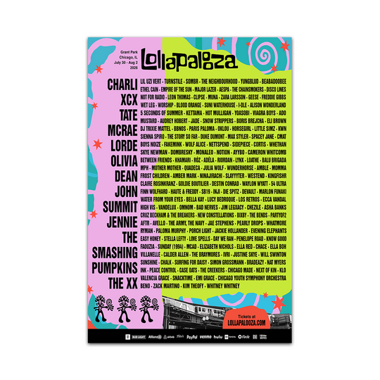 Lollapalooza Chicago 2026 Full Lineup Poster 2026 Home Decor Poster