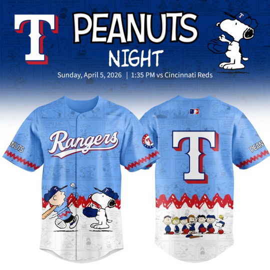 Texas Rangers Peanuts Night Baseball Jersey