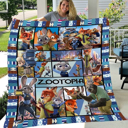 Zootopia Blanket, Zootopia Cartoon Movie Fleece,, Fleece Blanket