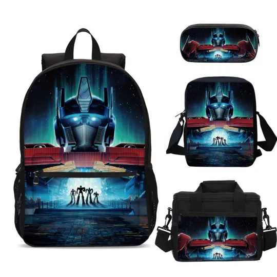 Discover Transformers One Optmius Prime Kids Large School Backpack Lunch Bag Pen Case Lot