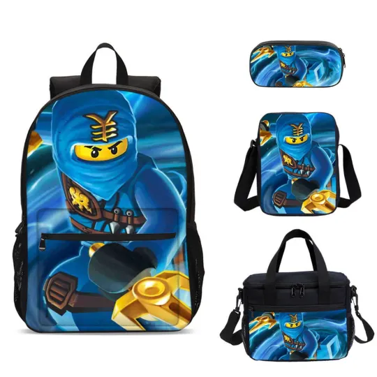 Discover Ninjago Jay Comics Kids Large School Backpacks Insulated Lunch Bag Pen Pouch Lot