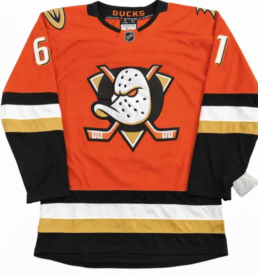 Cutter Gauthier Men's Orange Hockey Jersey Large Anaheim Ducks Playoff #61