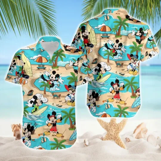 Discover Disney Mickey Mouse Family Vacation Palm Tree Summer Trip Hawaiian Shirt