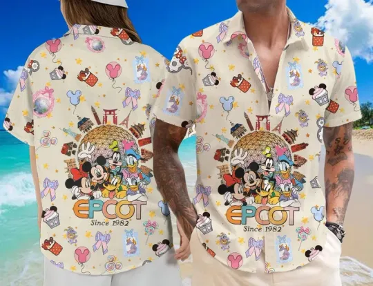Discover Disney Mickey And Friends Epcot Coquette Snack Summer Vibe Hawaiian Shirt
