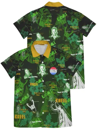 Discover Marvel Loki Villain Green Tropical Beach Summer Aloha Hawaiian Shirt