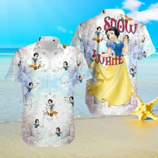 Discover Disney Snow White Seven Dwarfs Princess Vacation Summer Aloha Hawaiian Shirt