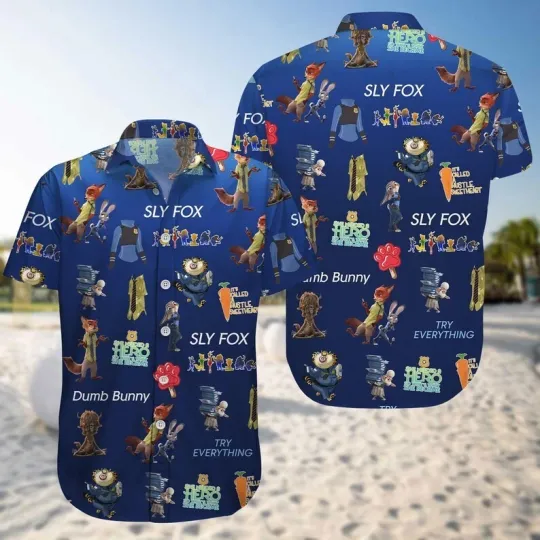 Discover Disney Zootopia Characters Button Shirt, Disneyworld Men  Judy Hopps, Nick Wilde