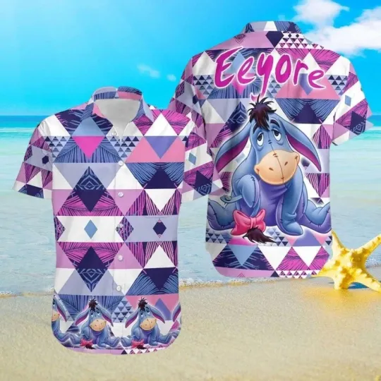 Discover Disney Winnie The Pooh Eeyore Diamond Graphic Summer Aloha Hawaiian Shirt