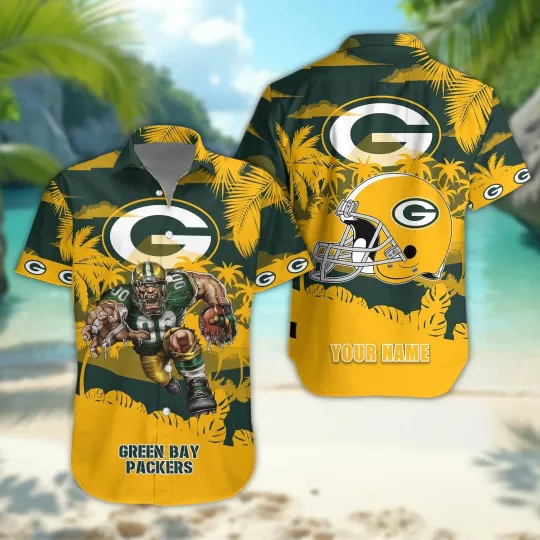 Discover Green Bay Football Team Packerss Personalized Gridiron Warrior Hawaiian Shirt