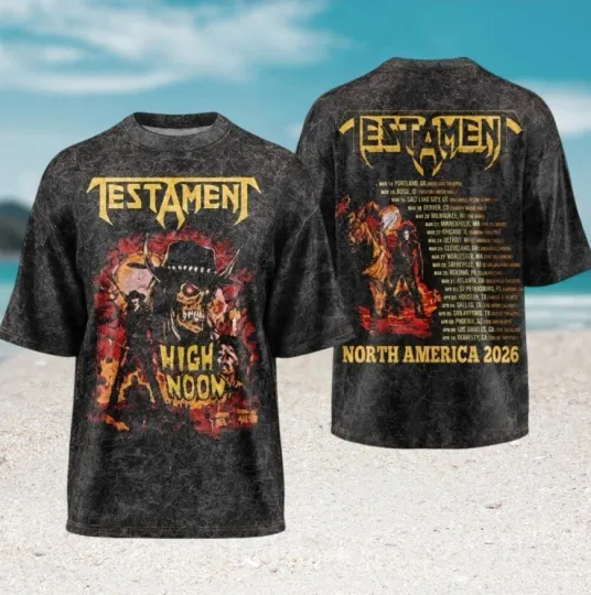 Discover Testament High Noon North America 2026 Tour Cowboy Skull T Shirt