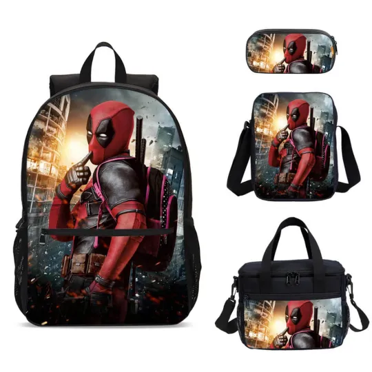 Discover Deadpool Movie Hero Kids Large School Backpack Insulated Lunch Bag Pen Pouch Lot