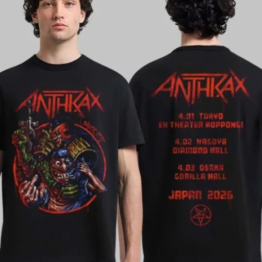 Discover Anthrax Japan 2026 Tour T-Shirt Drokk It No Man and Robocop Double Sided Tee