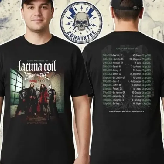 Discover Lacuna Coil The Sleepless Empire Tour 2026 North America T-Shirt