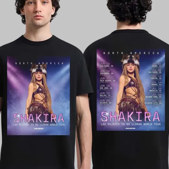 Discover Shakira Las Mujeres Ya No Lloran World Tour 2026 US Double Sided T-Shirt