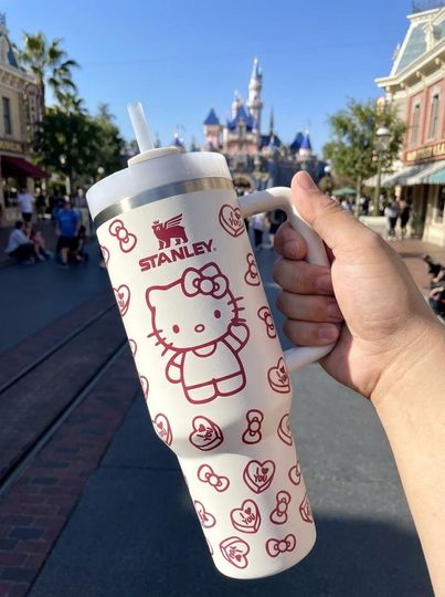 Discover Classic Pink Cat Coquette bow 40oz Tumbler with Handle, Cat Lover Gift