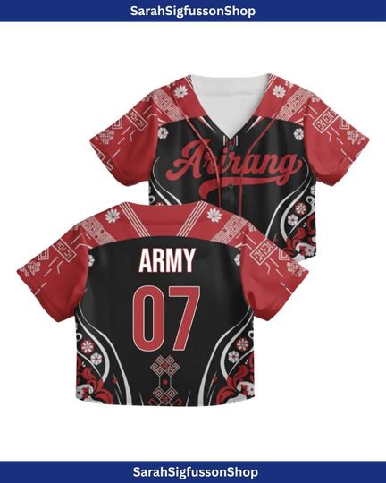 Discover K-Pop Inspired Hanbok Croptop Jersey, Mixed Color Baseball Top, Fan Gift