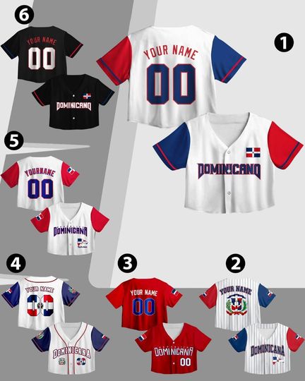 Discover Dominican Republic Jersey Crop Top Custom Name Number, Personalized  Dominicana Flag Team Uniform Shirt for Women, Blue White Cropped Jersey