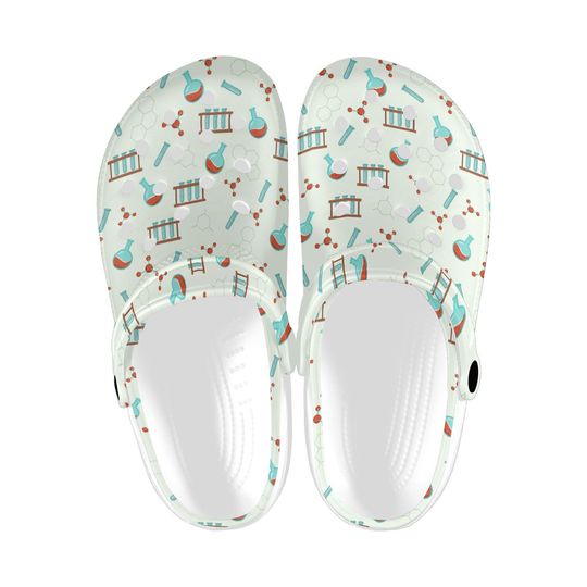 Discover Chemistry Enthusiast Printed Unisex Clogs, Science Graphic Pattern Shoes, Aesthetic Casual Footwear, Trendy Summer Sandals, Chemist Gift