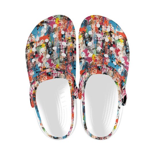 Discover Street Graffiti Unisex Clogs, Urban Art Footwear, Graffiti Artwork Sandals Shoes, Casual Summer Fashion wear, Modern Shoes