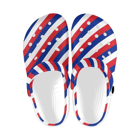 Discover USA Flag Printed Clogs, American Patriotic Sandals Clogs, Stars Stripes Clogs, Statement Wear, 4th of July Gifts, Holiday Shoes