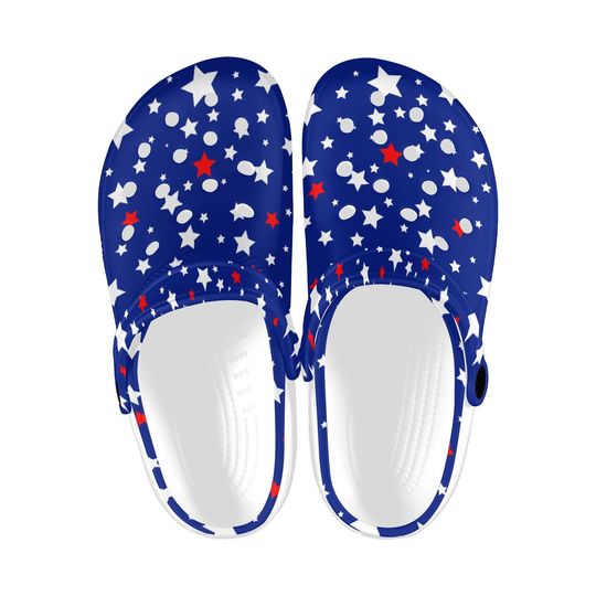 Discover USA Flag Stars Printed Clogs, American Patriotic Sandals Clogs, Stars Stripes Clogs, Statement Wear, 4th of July Gifts, Holiday Shoes