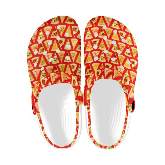 Discover Food Pizza Printed Clogs, Foodie Unisex Slip-On Clogs, All-Over-Print Sandal Shoes, Aesthetic Casual Lightweight Footwear