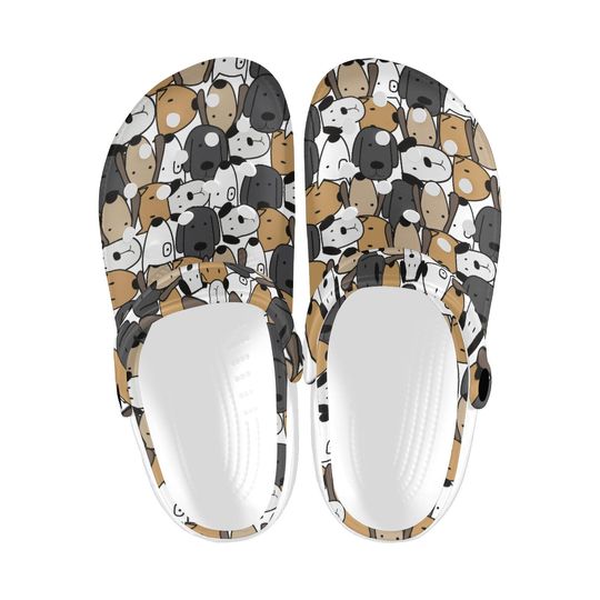 Discover Puppy Dogs Printed Clogs, Cute Animal Pattern Sandals, Casual Everyday Footwear, Casual Travel Unisex Shoes, Dog Lover Gift