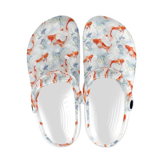 Discover Koi Fish Printed Unisex Clogs, Cute Animal Pattern Sandals, Casual Everyday Footwear, Casual Travel Shoes, Koi Fish Lover Gift